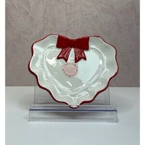 Ciroa Heart Spoon Rest Ceramic Red Bow Valentine Kitchen Decor